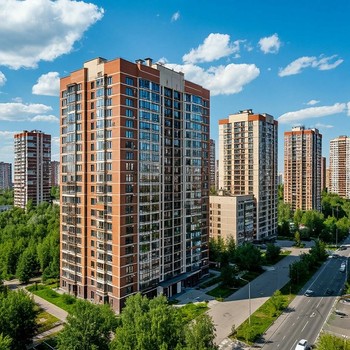 Район с жилыми многоэтажками в большом городе