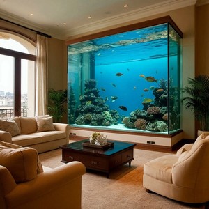 Аквариум в интерьере гостиной комнаты